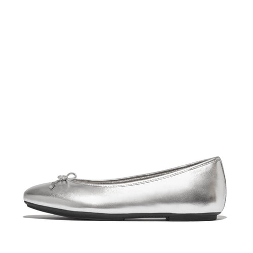 DELICATO bow soft leather ballerinas with Dynamicush™ cushioned footbed, ergonomic arch support, and sleek square-toe design.