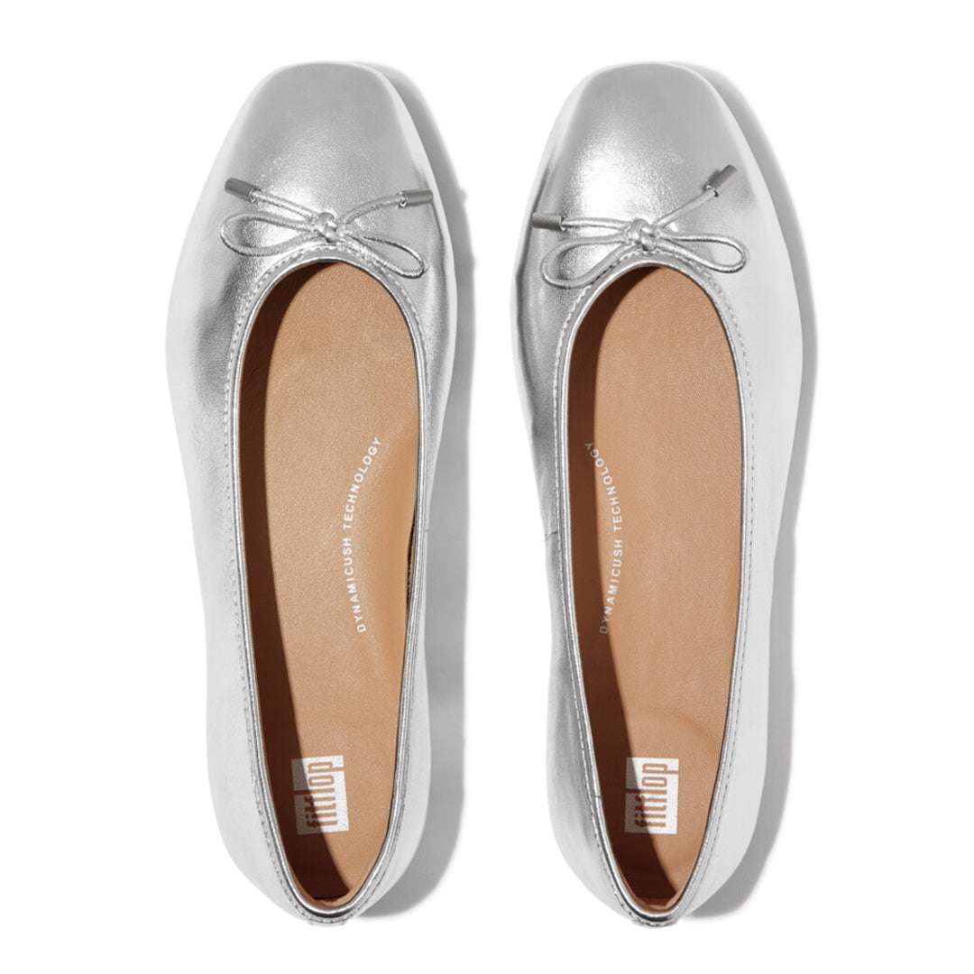 DELICATO bow soft leather ballerinas with Dynamicush™ cushioned footbed, ergonomic arch support, and sleek square-toe design.