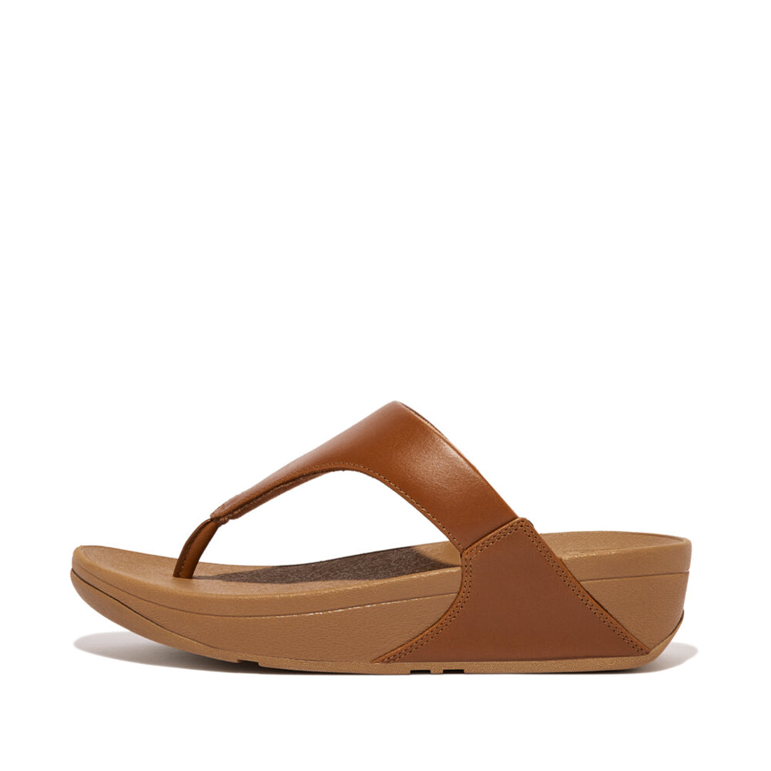 LULU leather toe-post sandals with padded Microwobbleboard™ midsole, ergonomic arch support, and minimalist triangular vamp design.