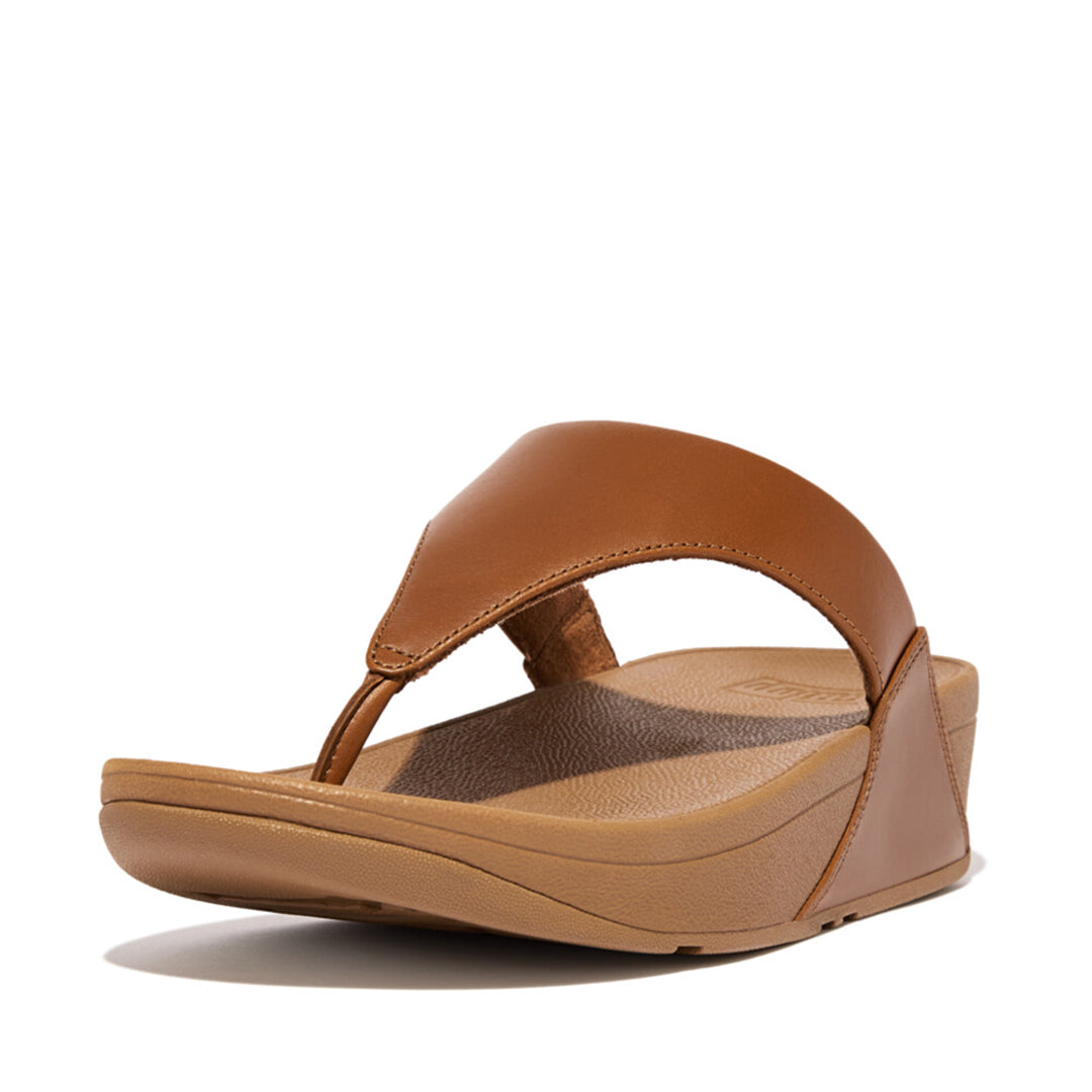 LULU leather toe-post sandals with padded Microwobbleboard™ midsole, ergonomic arch support, and minimalist triangular vamp design.