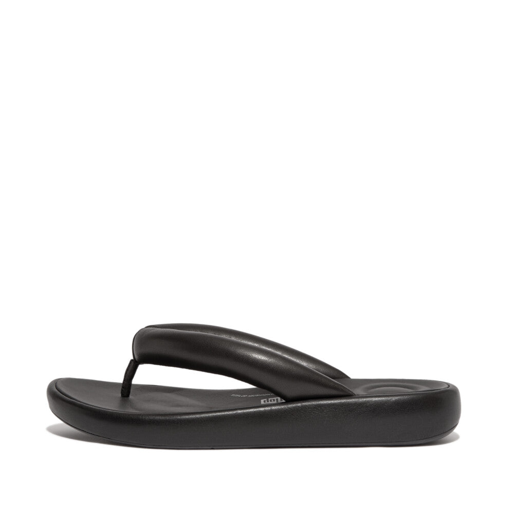 FitFlop iQushion D-Luxe Padded Leather Flip Flops Black – FitFlop Australia