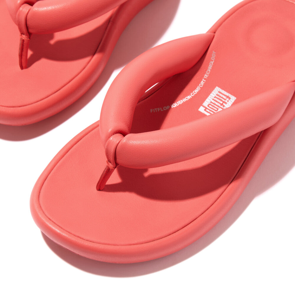 FitFlop iQushion D-Luxe Padded Leather Flip Flops Rosy Coral – FitFlop ...