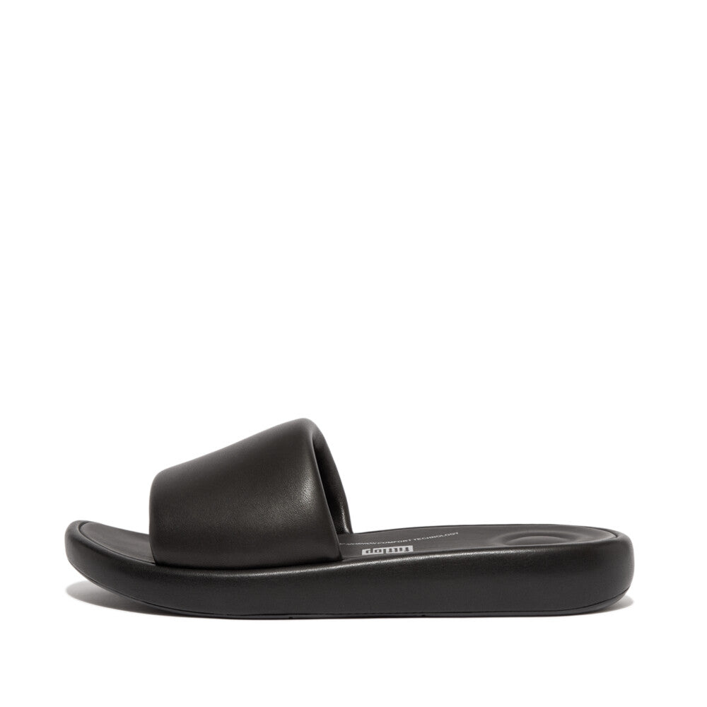 FitFlop iQushion D-Luxe Padded Leather Slides Black – FitFlop Australia