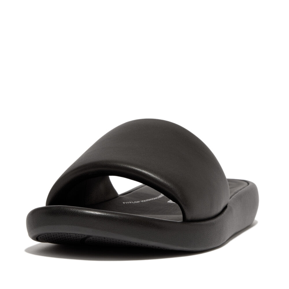 FitFlop iQushion D-Luxe Padded Leather Slides Black – FitFlop Australia