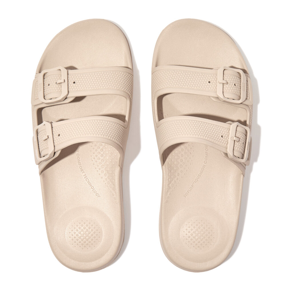 FitFlop iQushion Two Bar Buckle Slides Beige – FitFlop Australia