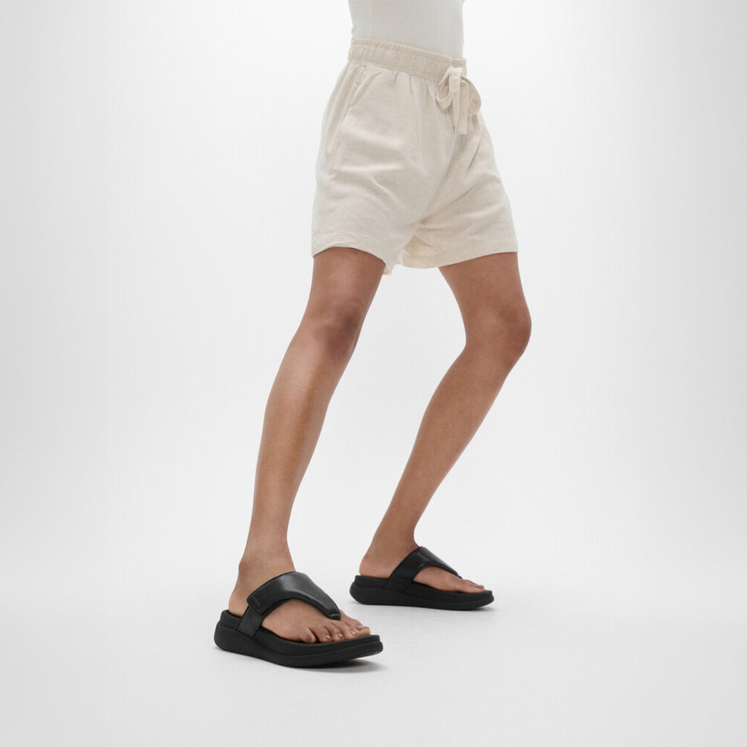 F-MODE GO adjustable toe-post sandals with padded straps and Microwobbleboard™ cushioned footbed.