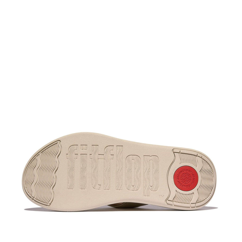 FitFlop F-MODE Go Adjustable Flatform Toe-Post Sandals featuring a lightweight, flexible Microwobbleboard™ midsole with enhanced impact cushioning.