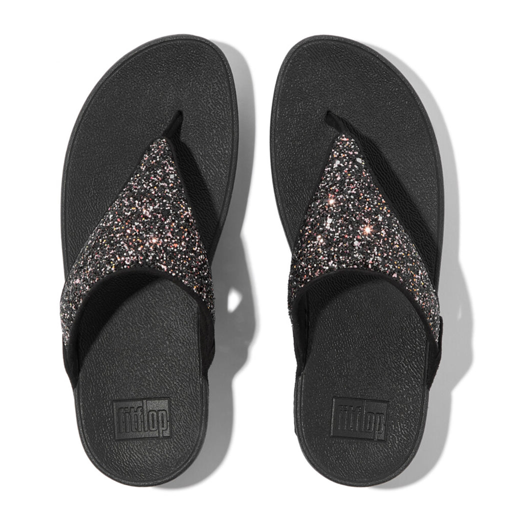 LULU multi-tonal glitter sandals with padded straps and Microwobbleboard™ cushioned footbed, metallic side panels, and tonal piping.