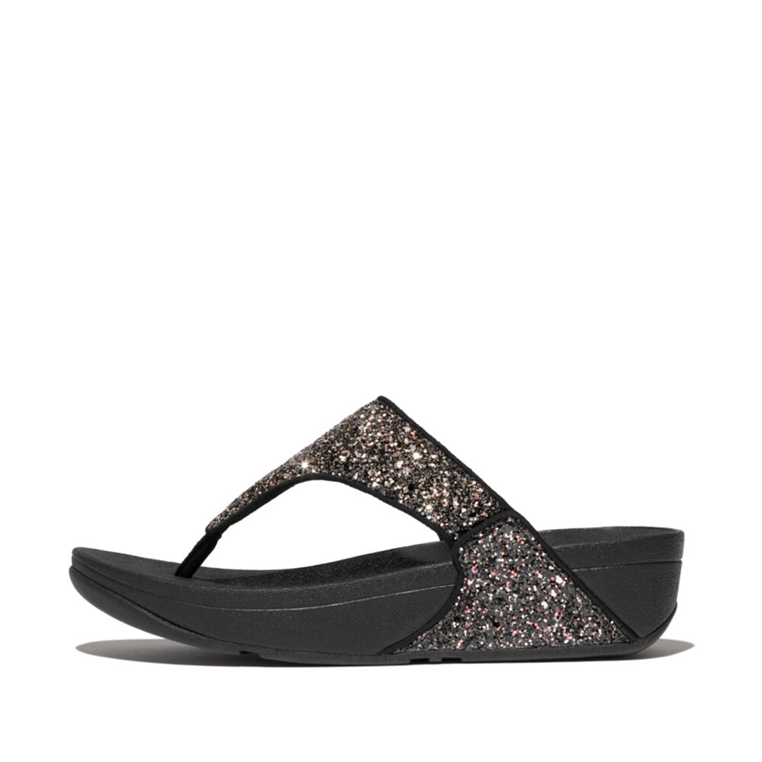 LULU multi-tonal glitter sandals with padded straps and Microwobbleboard™ cushioned footbed, metallic side panels, and tonal piping.