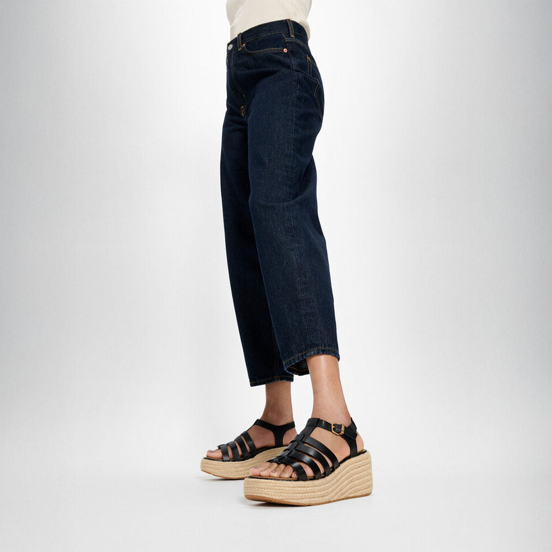 PLATFFORMS Espadrille Leather Fisherman Wedge Sandals