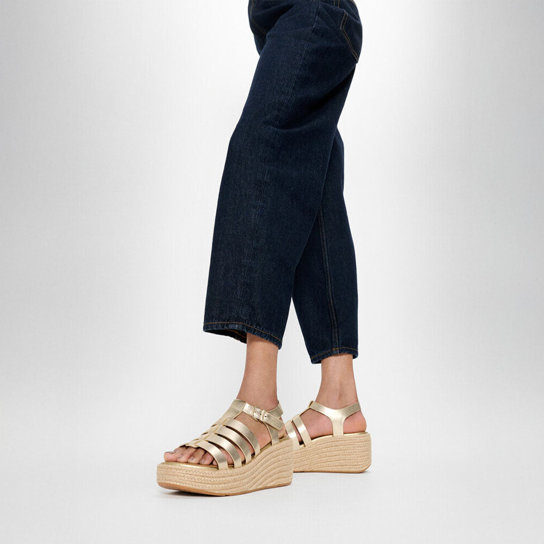 PLATFFORMS Espadrille Leather Fisherman Wedge Sandals