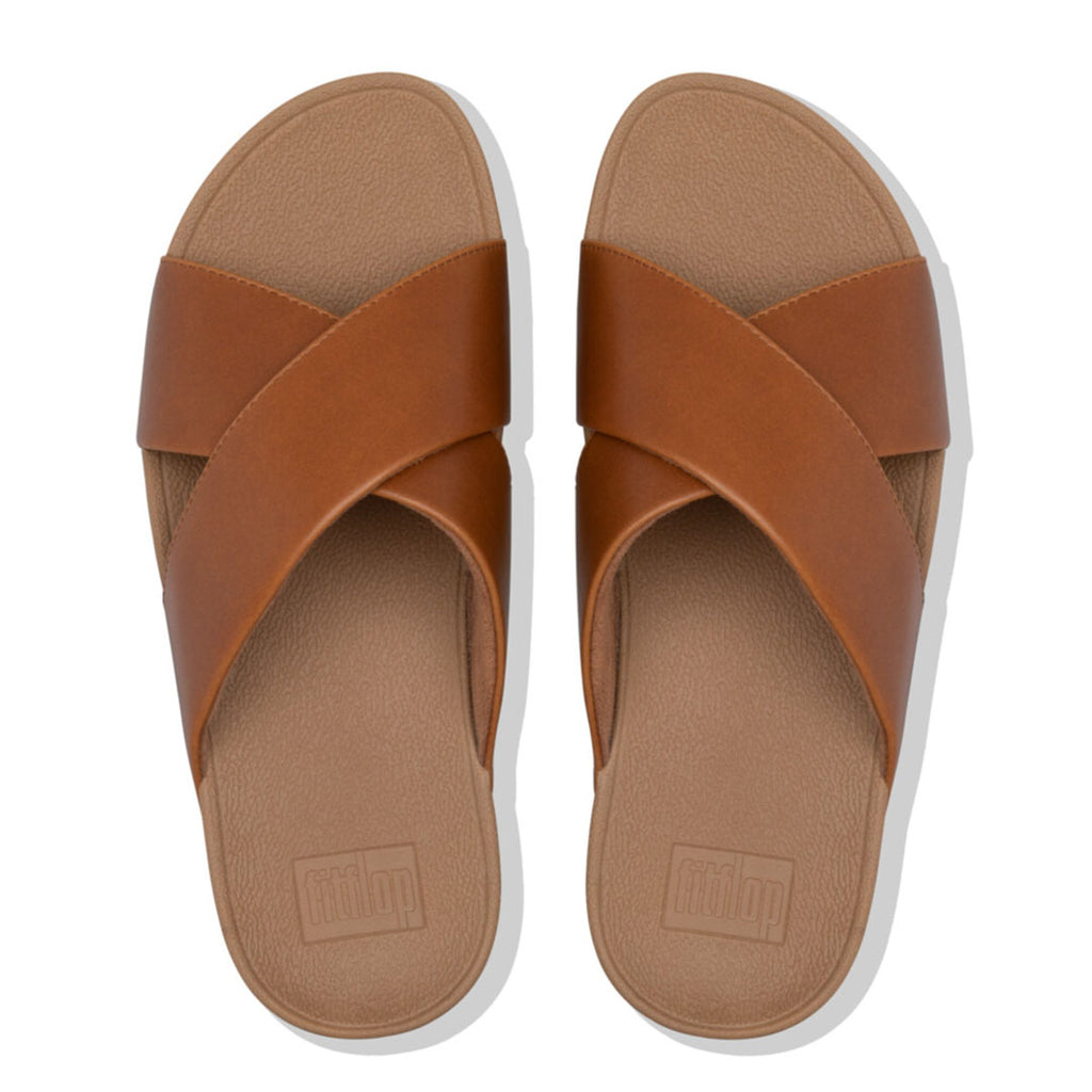 LULU Cross Slide Leather Sandals