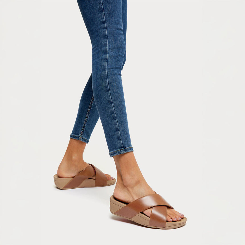 LULU Cross Slide Leather Sandals