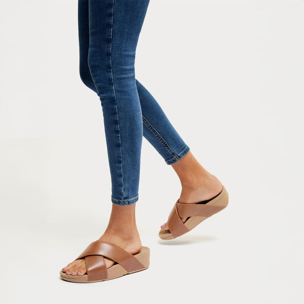 LULU Cross Slide Leather Sandals