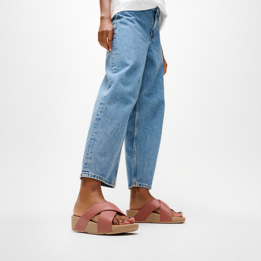 LULU Cross Slide Leather Sandals