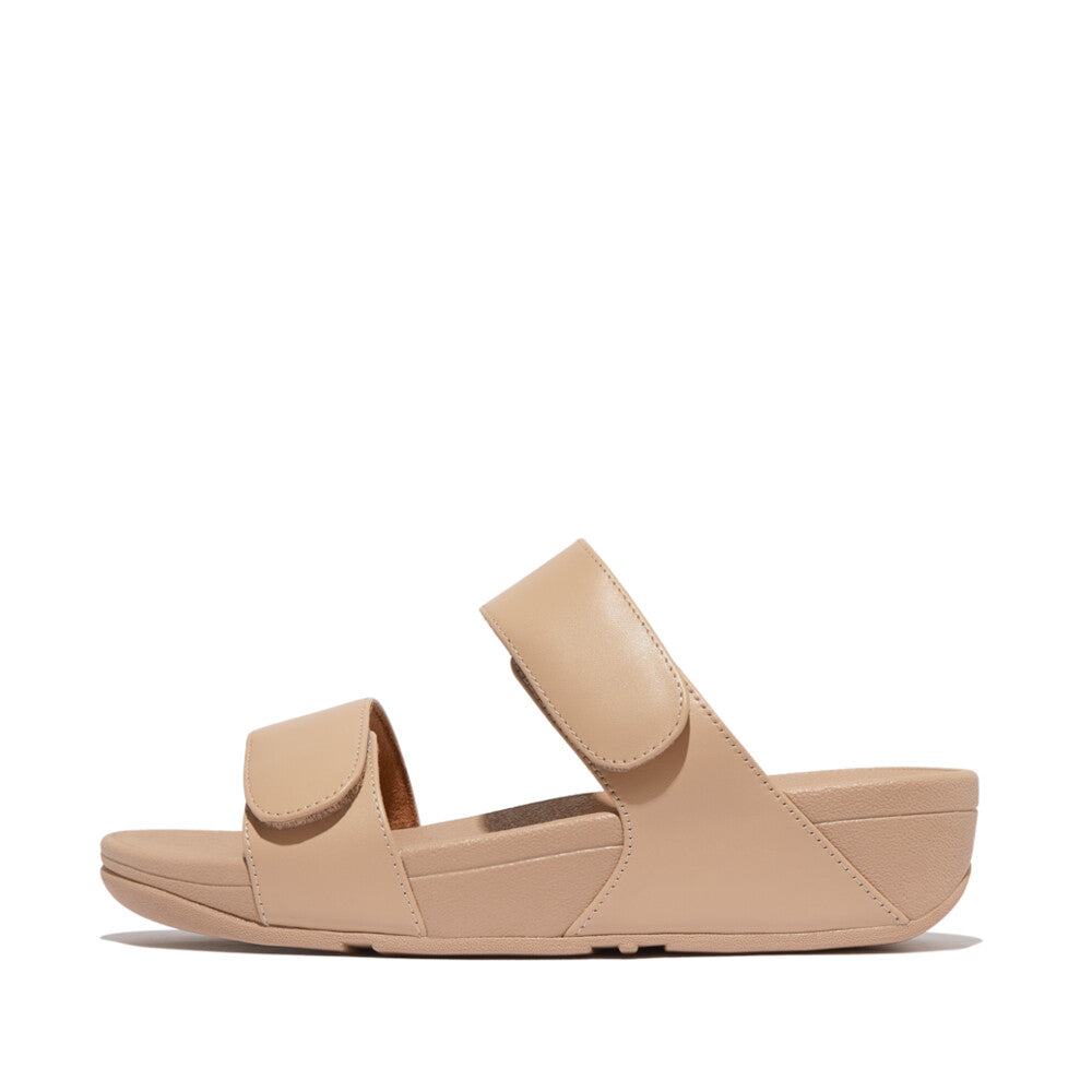 Fitflop Lulu Leather Velcro Adjustable Slide Beige – FitFlop Australia