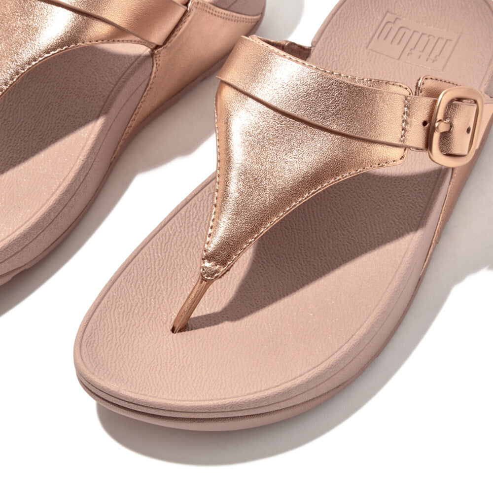 Fitflop Lulu Adjustable Leather Toe Post Sandals Rose Gold