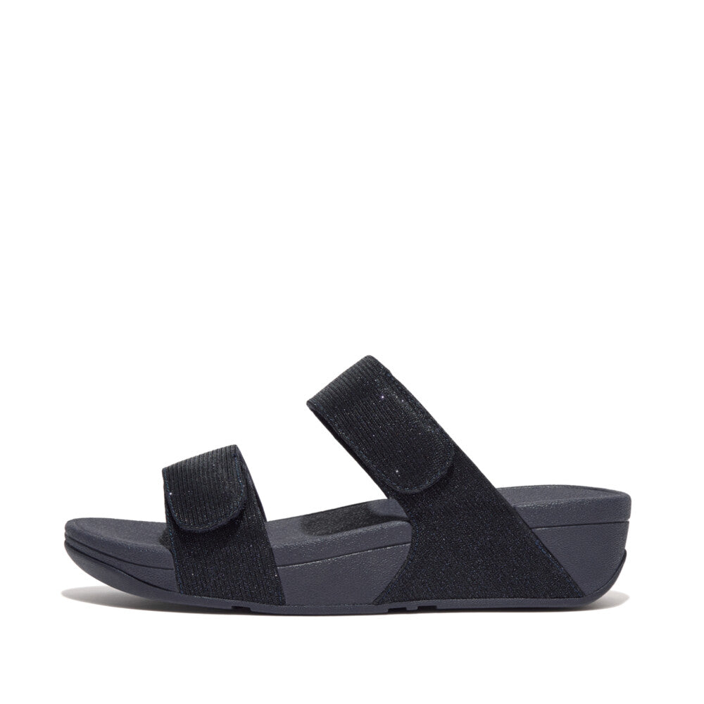 FitFlop Lulu Adjustable Shimmerlux Slides Navy – FitFlop Australia