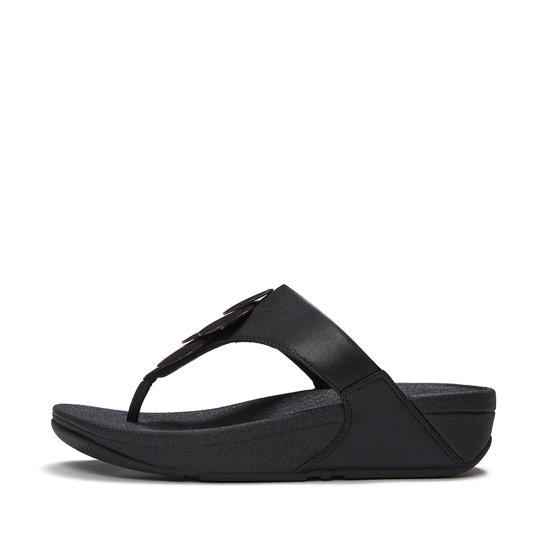 FitFlop LULU Disc-Cluster Toe-Post Sandals featuring soft leather, marble-effect disc embellishments and a cushioned Microwobbleboard™ sole.