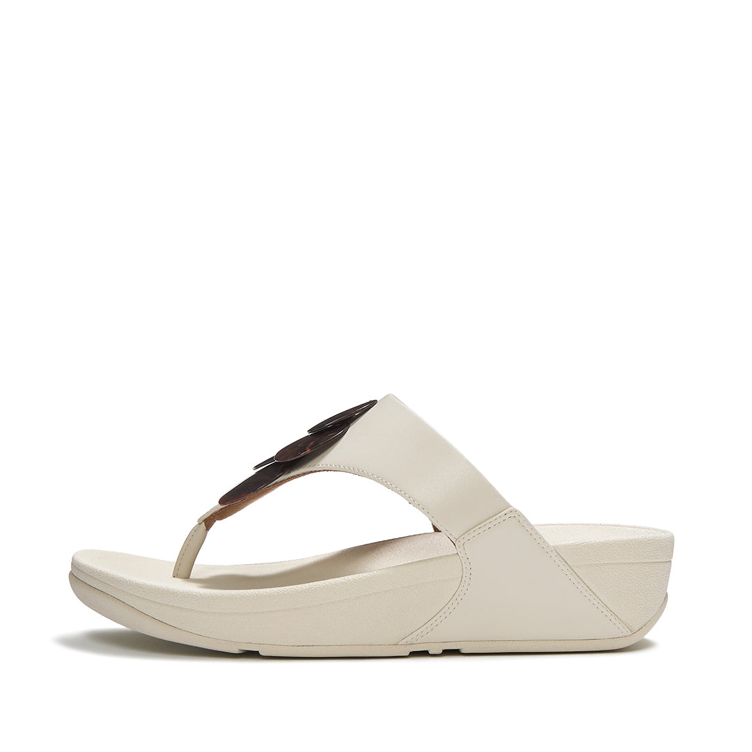 FitFlop LULU Disc-Cluster Toe-Post Sandals featuring soft leather, marble-effect disc embellishments and a cushioned Microwobbleboard™ sole.