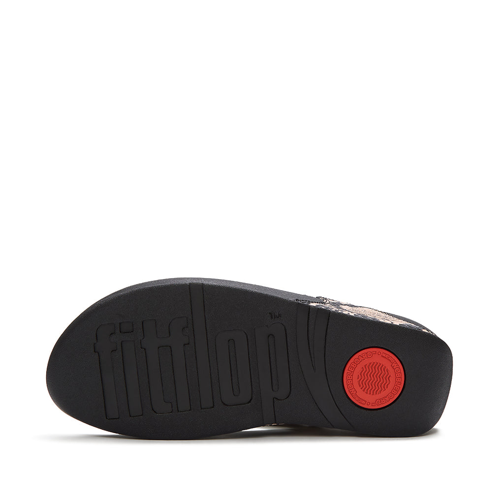 FitFlop LULU Snake Toe-Post Sandals featuring triple-density Microwobbleboard™ cushioning and an everyday grip outsole.