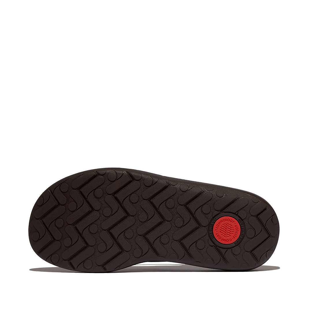 FitFlop RELIEFF Leopard Recovery Toe-Post Sandals featuring triple-density Microwobbleboard™ cushioning for post-activity comfort and recovery.
