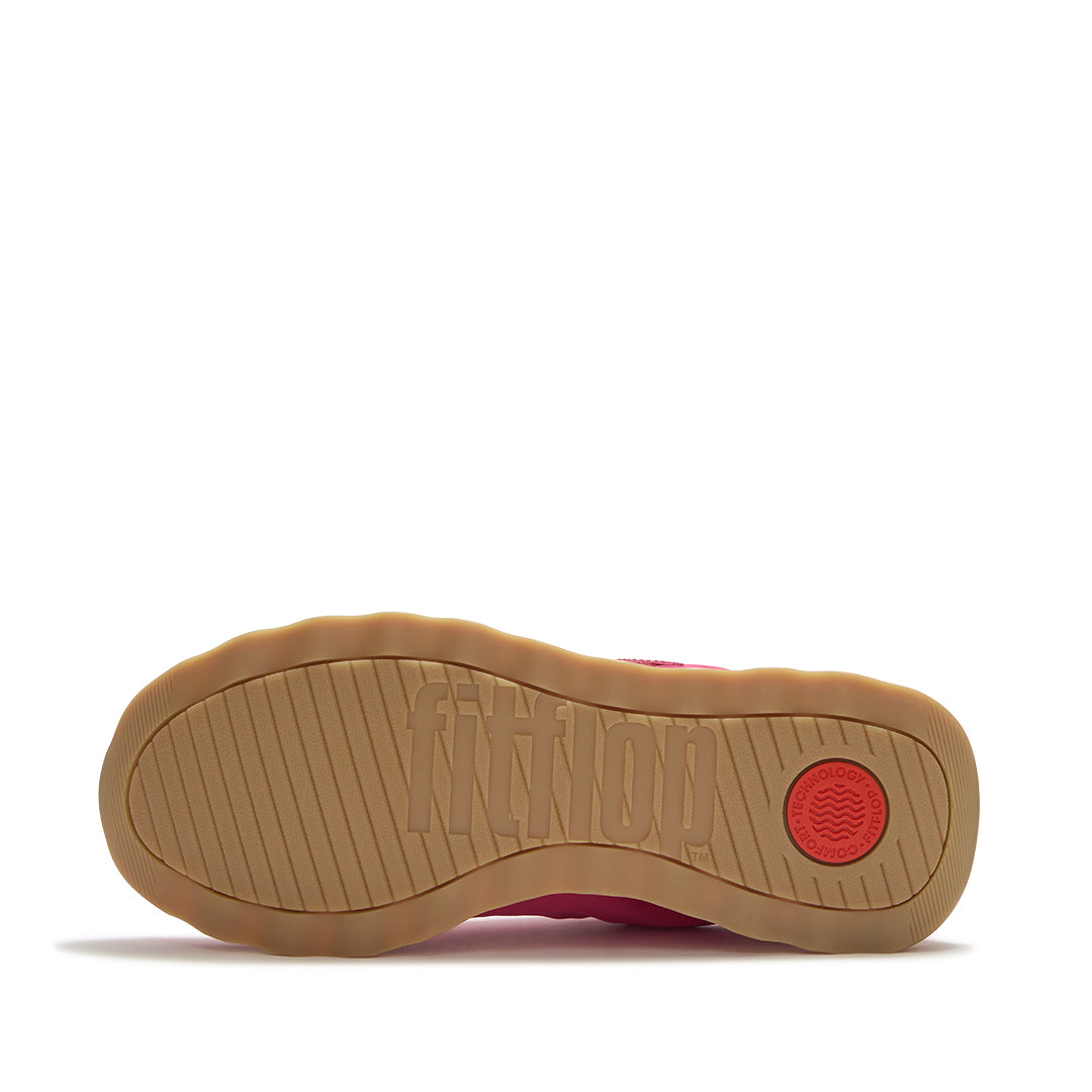 FitFlop RETRO-Q FF Fabric/Suede Sneakers featuring iQushion™ midsole technology with impact pillows and pressure-diffusing support.