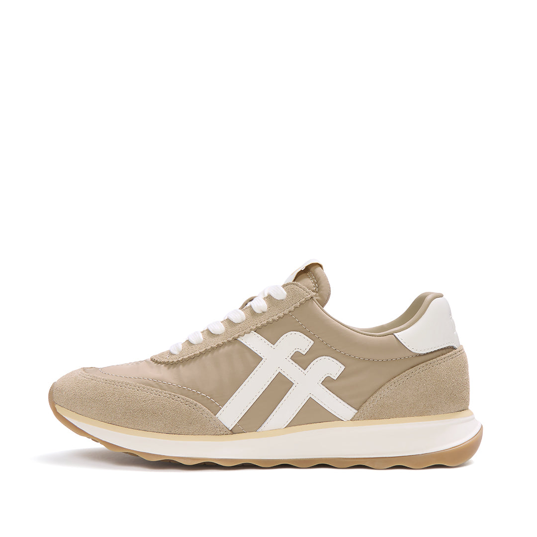 FitFlop RETRO-Q FF Fabric/Suede Sneakers featuring a retro-inspired design, suede overlays, lightweight nylon upper, and cushioned iQushion™ sole.